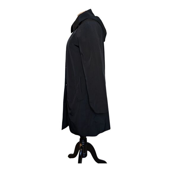 London Fog Women's Black Trench Coat Water Resistant Removable Hood Small Jacket - Picture 2 of 10